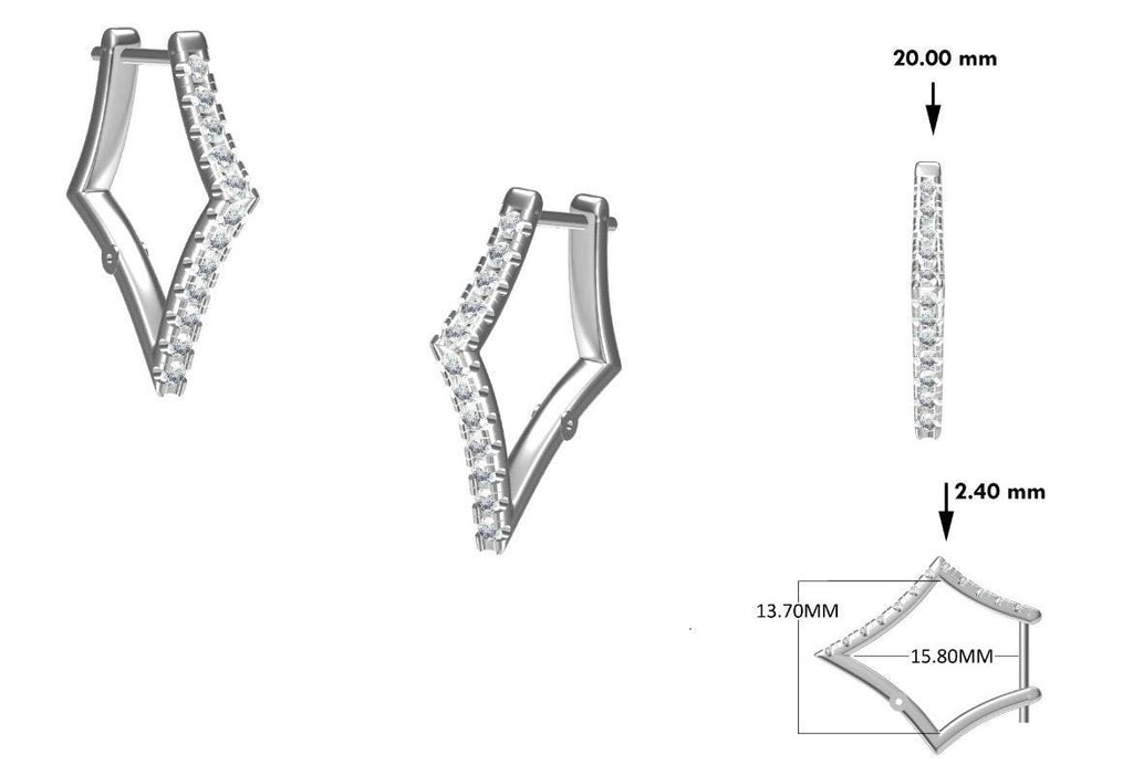 14K Gold Lab Grown Diamond Huggie Earrings: Geometric Dangle Hoops