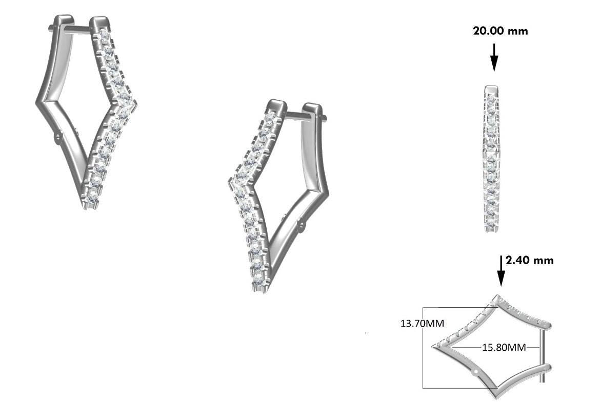14K Gold Lab Grown Diamond Huggie Earrings: Geometric Dangle Hoops