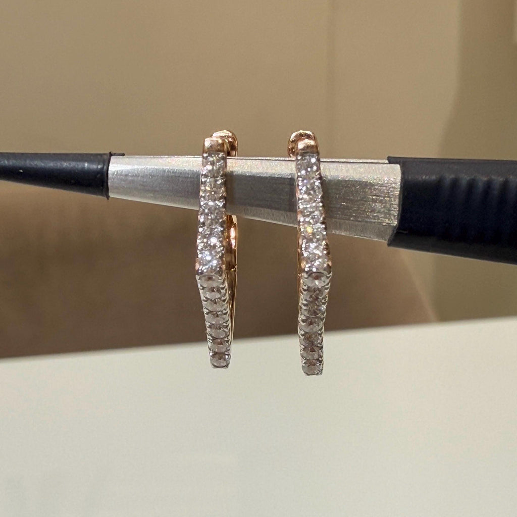 14K Gold Lab Grown Diamond Huggie Earrings: Geometric Dangle Hoops