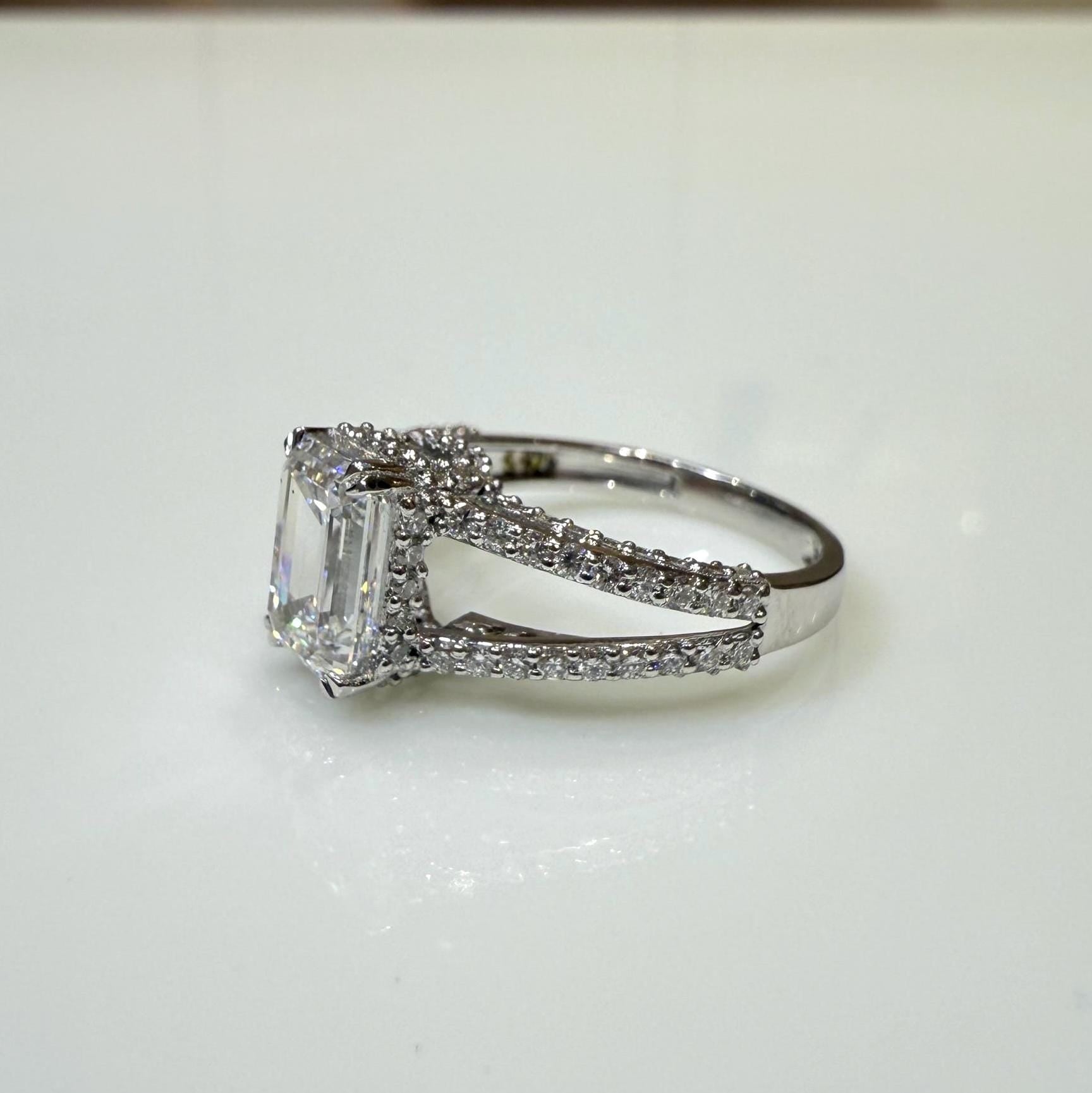 Emerald Cut 2.30ct Lab Grown Diamond Ring | 14K Gold Wedding Jewelry, IGI Certified