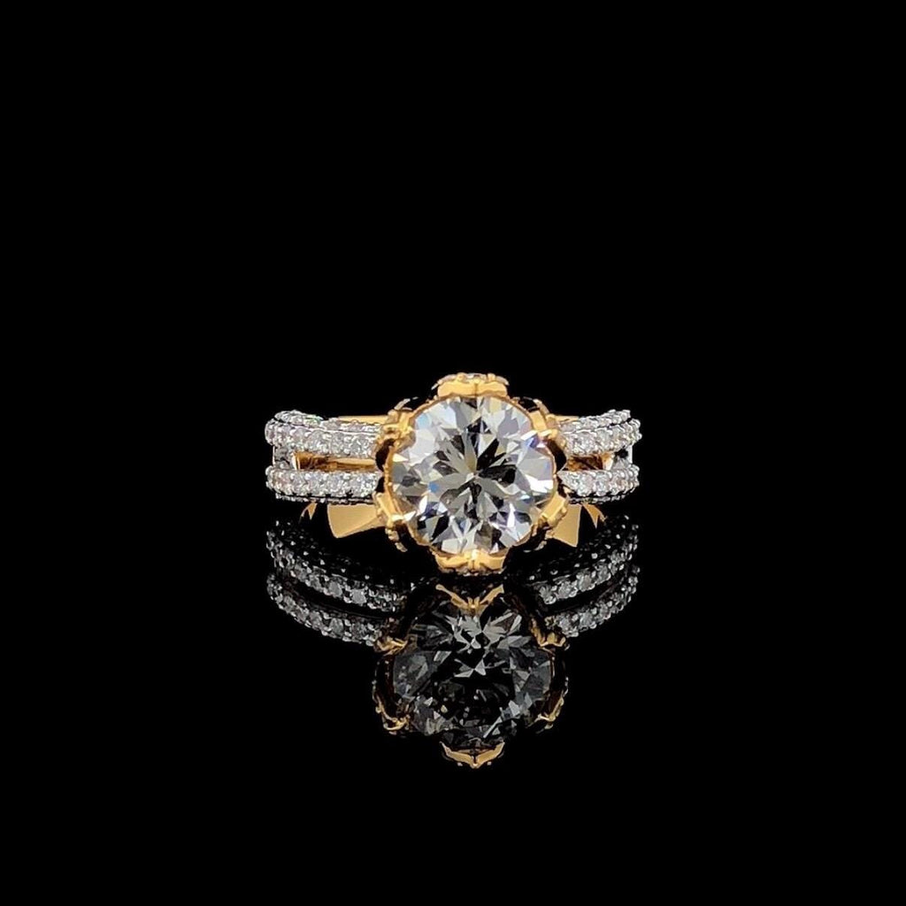 IGI Certified 2.0 CT Lab Grown Diamond Engagement Ring: 14K Gold Hidden Halo