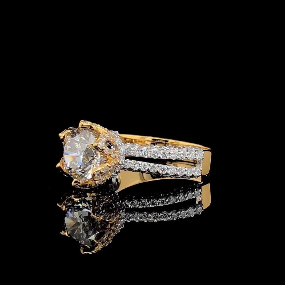 IGI Certified 2.0 CT Lab Grown Diamond Engagement Ring: 14K Gold Hidden Halo