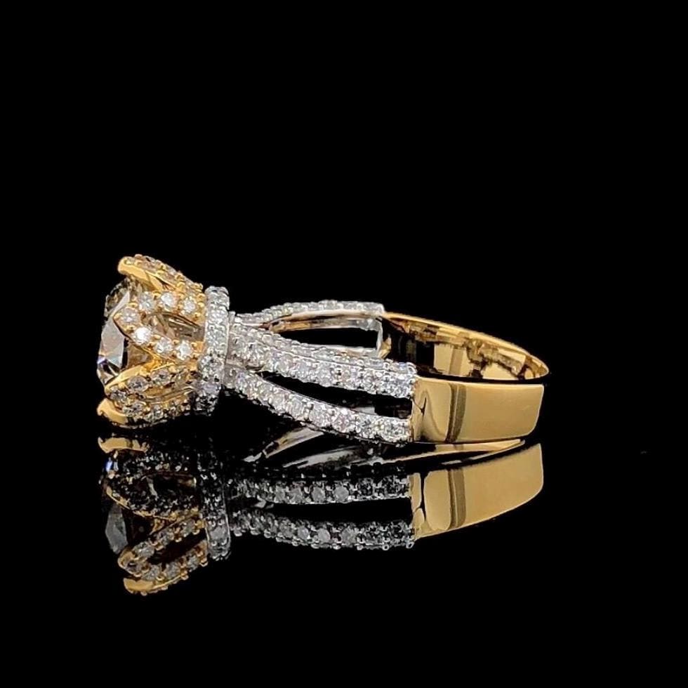 IGI Certified 2.0 CT Lab Grown Diamond Engagement Ring: 14K Gold Hidden Halo