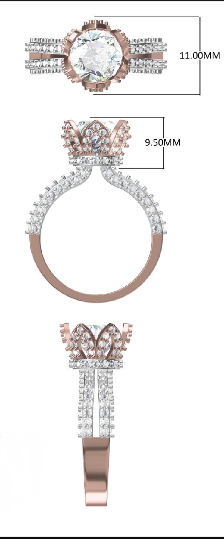 IGI Certified 2.0 CT Lab Grown Diamond Engagement Ring: 14K Gold Hidden Halo