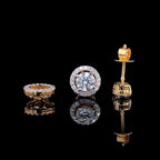 IGI Certified 2.40Ct Lab Grown Diamond Halo Stud Earrings, 14K Gold