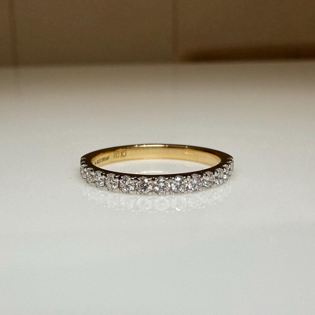 Lab Grown Diamond 14K Gold Wedding Band | Half Eternity Stacking Ring
