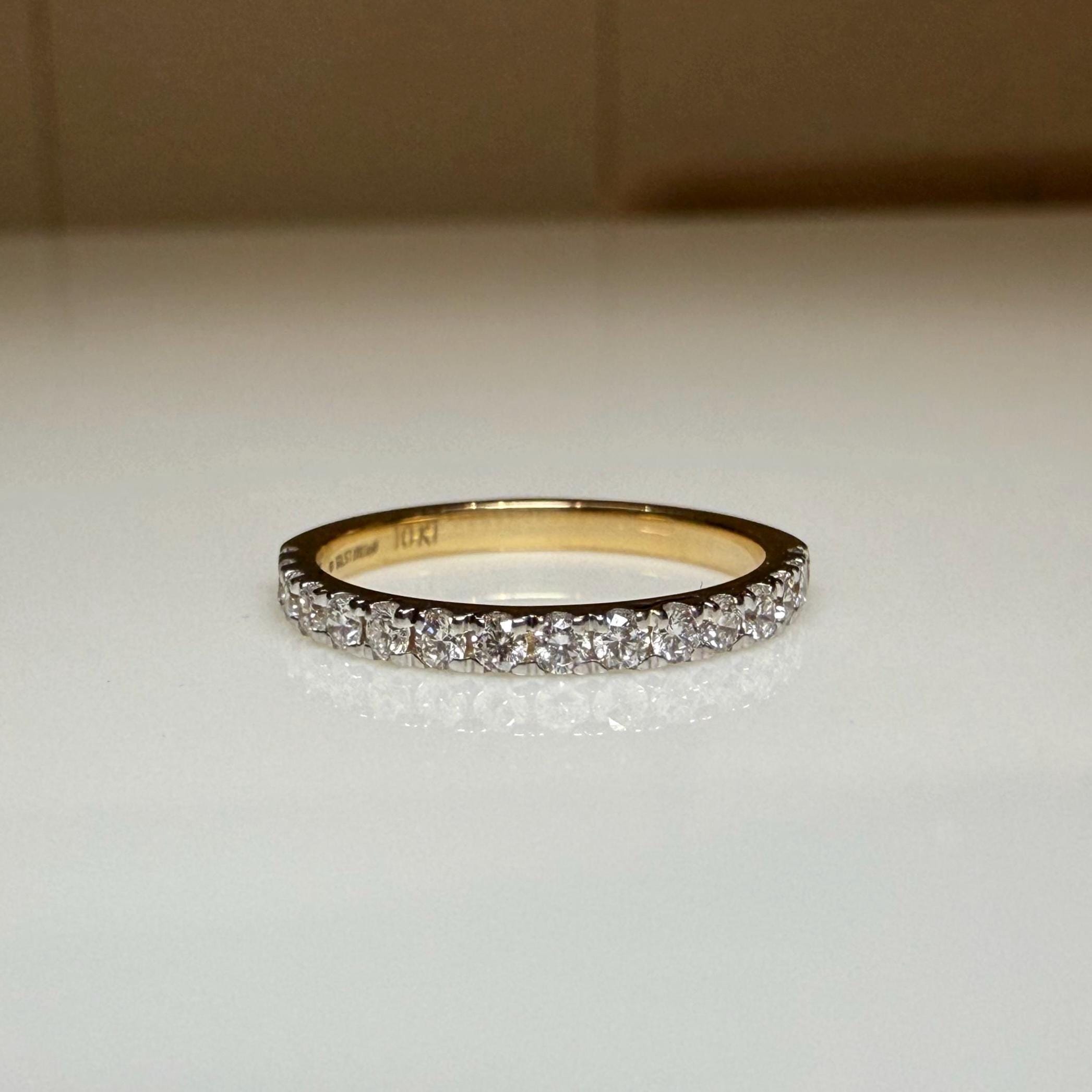 Lab Grown Diamond 14K Gold Wedding Band | Half Eternity Stacking Ring