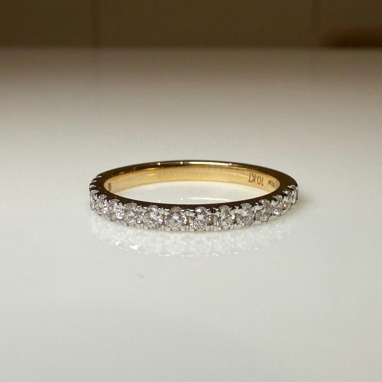 Lab Grown Diamond 14K Gold Wedding Band | Half Eternity Stacking Ring