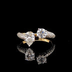 Lab Grown Diamond Toi et Moi Ring: 14K Gold Pear & Round Cut