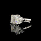 5CT Lab Grown Diamond Toi et Moi Ring: 14K Gold Heart & Emerald Cut