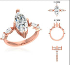 2.4 CT Marquise Lab Grown Diamond Engagement Ring: 14K Gold IGI Certified