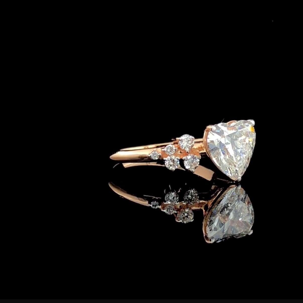 Heart Cut Lab Grown Diamond Engagement Ring: 14K Gold Bridal Jewelry