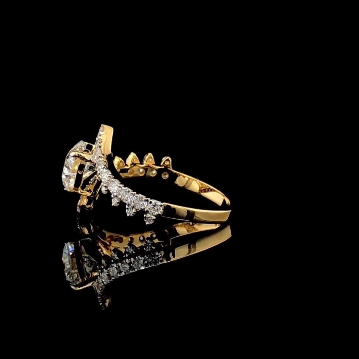 Heart Cut Lab Grown Diamond Ring: 14K Gold Bypass Shank, IGI Certified