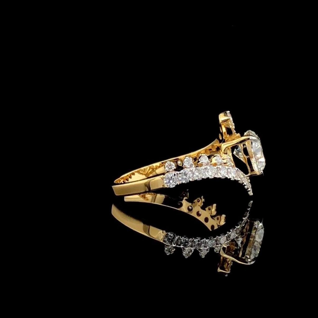 Heart Cut Lab Grown Diamond Ring: 14K Gold Bypass Shank, IGI Certified