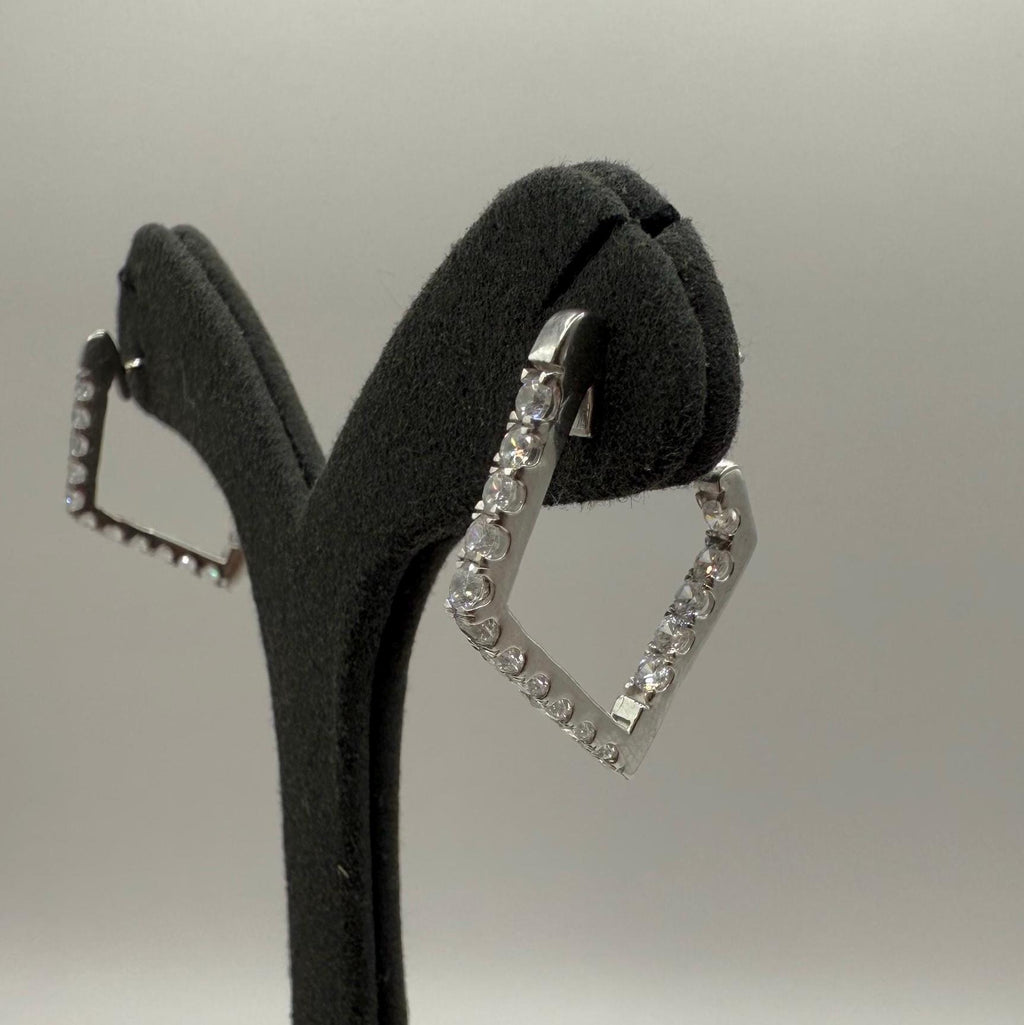 14K Gold Lab Grown Diamond Hoop Earrings: Geometric Dangle