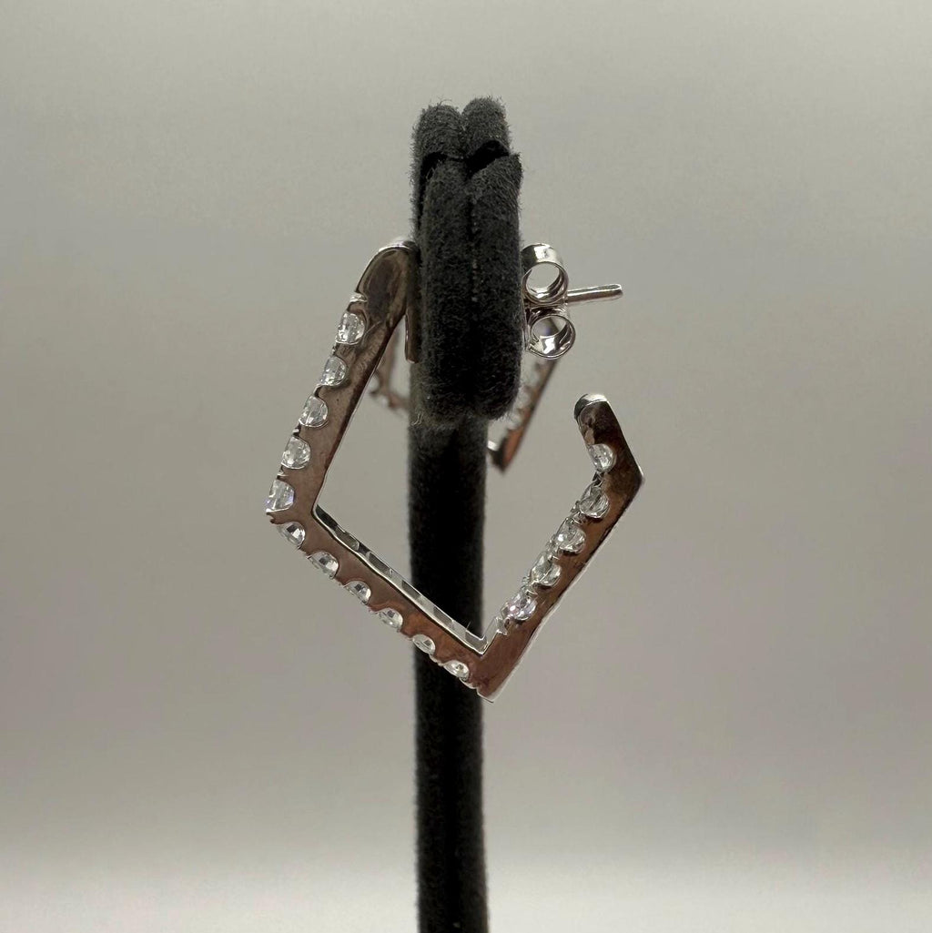 14K Gold Lab Grown Diamond Hoop Earrings: Geometric Dangle
