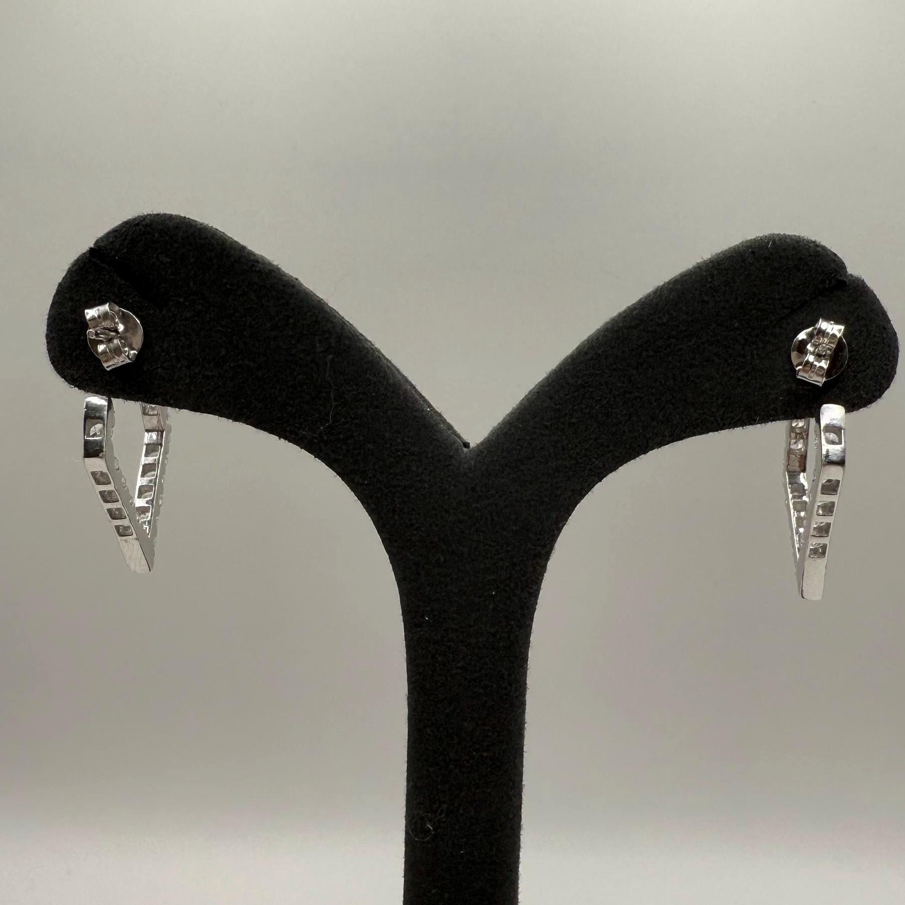 14K Gold Lab Grown Diamond Hoop Earrings: Geometric Dangle