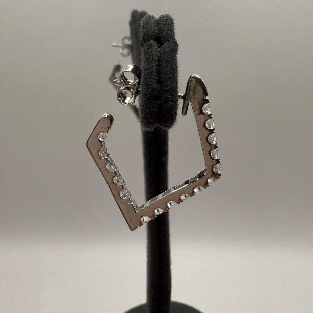 14K Gold Lab Grown Diamond Hoop Earrings: Geometric Dangle