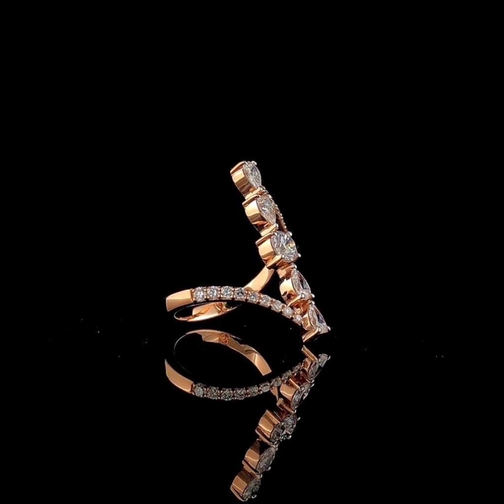 14K Gold Lab Grown Diamond Statement Ring: 25MM Spiral Design