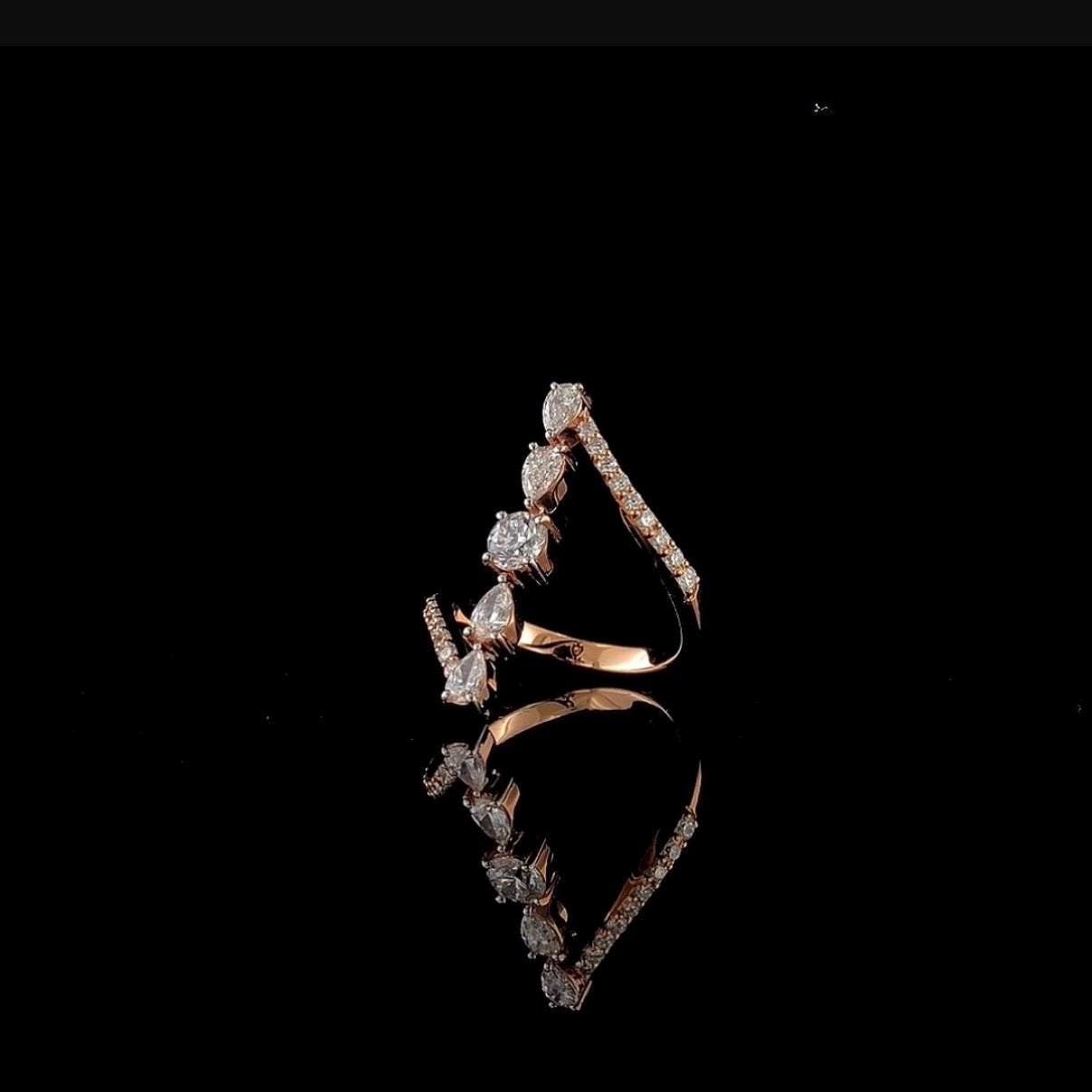 14K Gold Lab Grown Diamond Statement Ring: 25MM Spiral Design