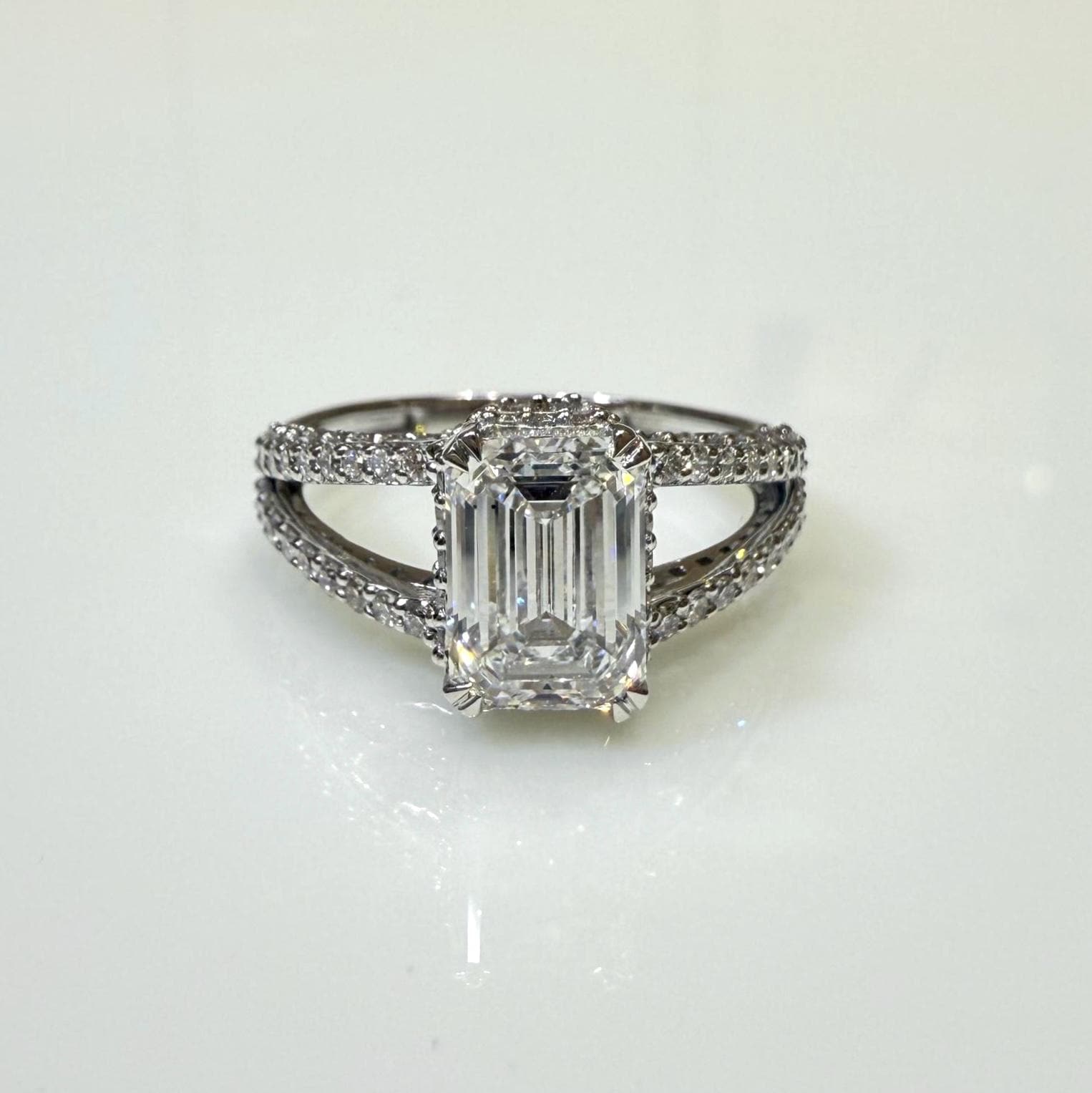 Emerald Cut 2.30ct Lab Grown Diamond Ring | 14K Gold Wedding Jewelry, IGI Certified