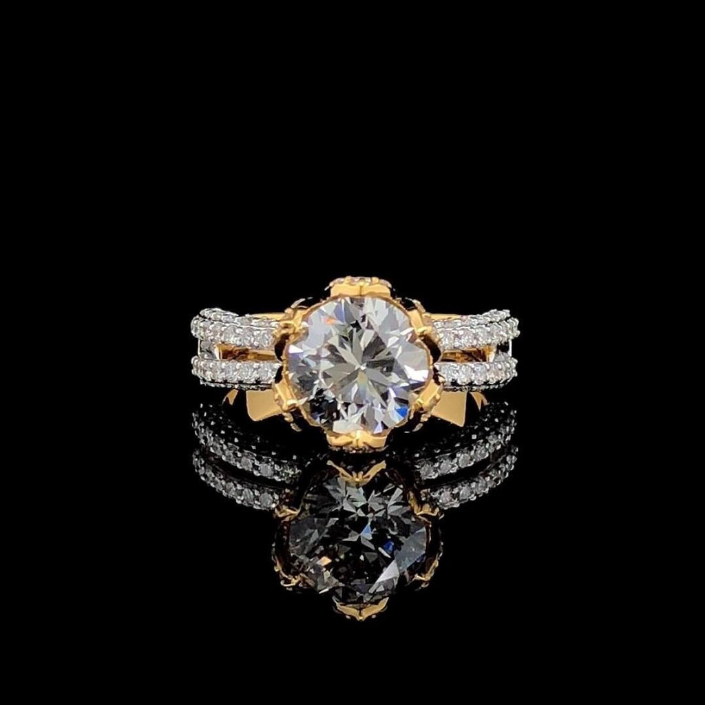 IGI Certified 2.0 CT Lab Grown Diamond Engagement Ring: 14K Gold Hidden Halo