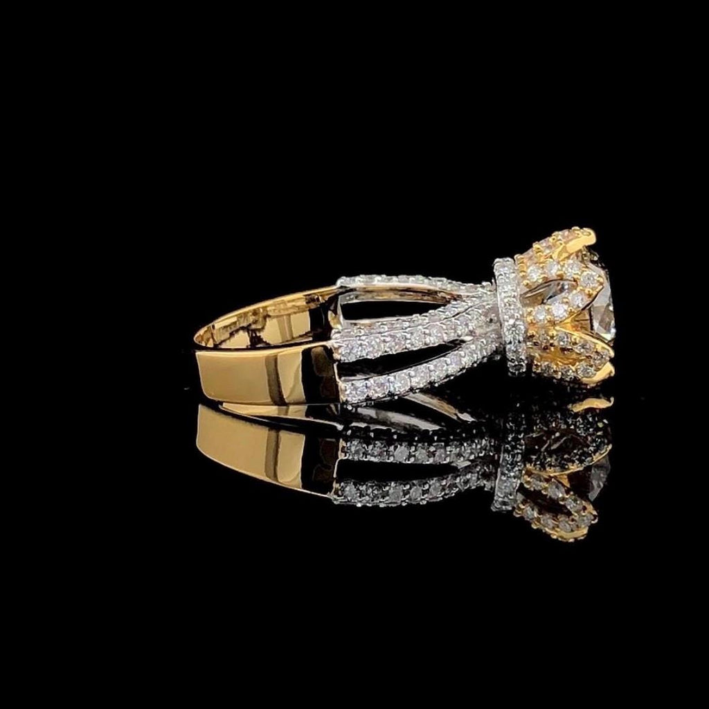 IGI Certified 2.0 CT Lab Grown Diamond Engagement Ring: 14K Gold Hidden Halo