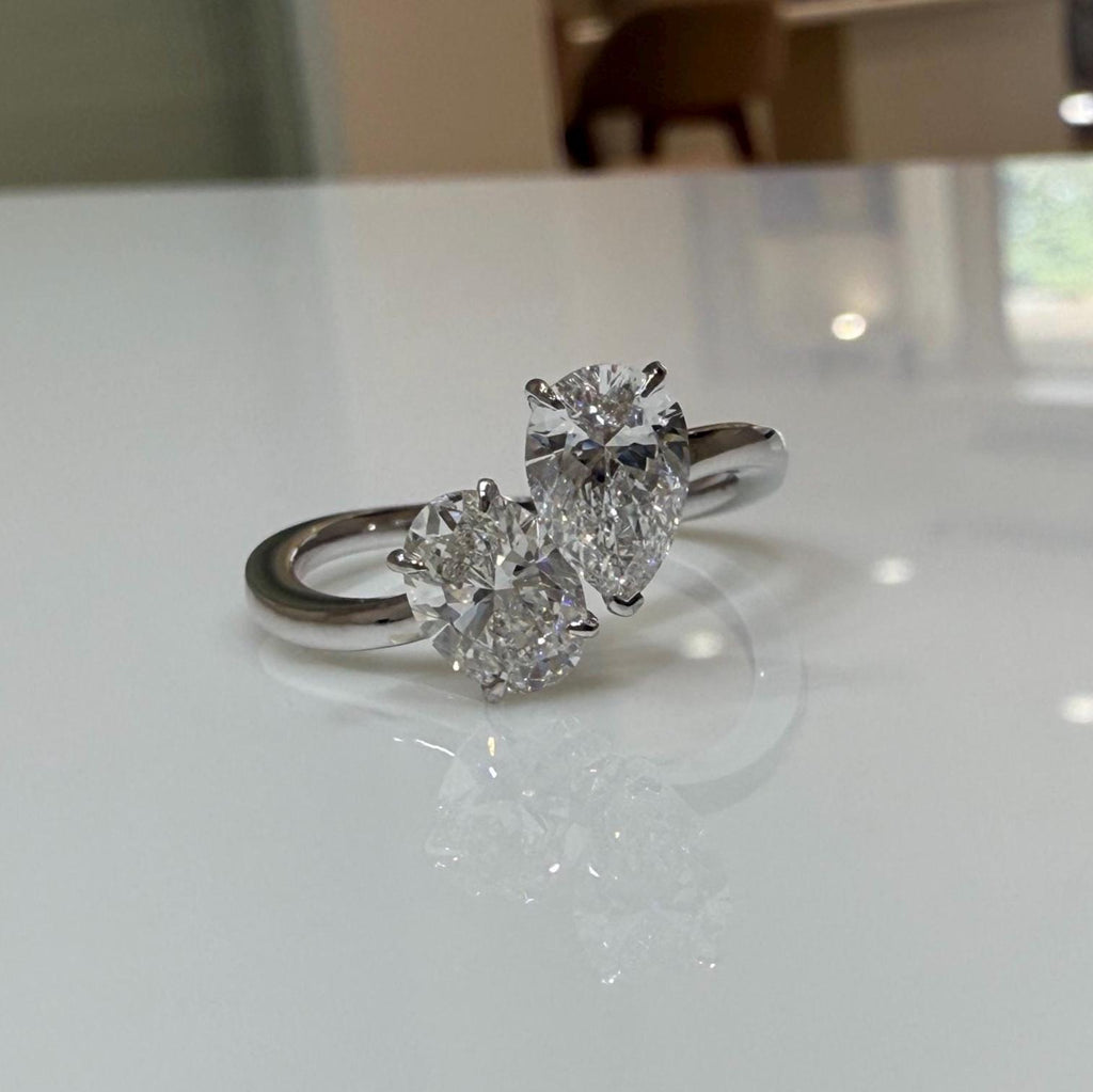 14K Gold Toi et Moi Ring | Pear & Oval Lab Grown Diamond Engagement Ring
