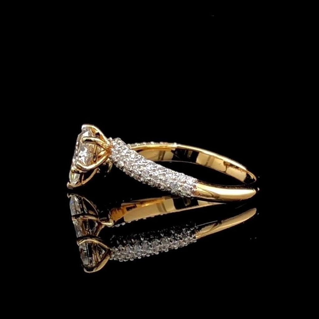 Lab Grown Diamond Toi et Moi Ring: 14K Gold Pear & Round Cut