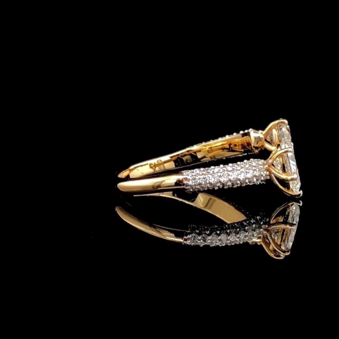 Lab Grown Diamond Toi et Moi Ring: 14K Gold Pear & Round Cut