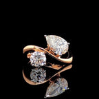 Lab Grown Diamond Toi et Moi Ring: 14K Gold Pear & Round Cut