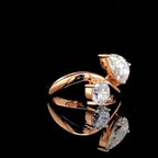 Lab Grown Diamond Toi et Moi Ring: 14K Gold Pear & Round Cut