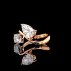 Lab Grown Diamond Toi et Moi Ring: 14K Gold Pear & Round Cut