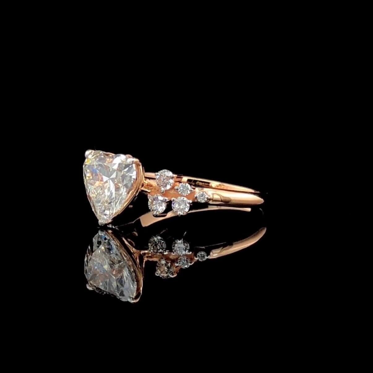 Heart Cut Lab Grown Diamond Engagement Ring: 14K Gold Bridal Jewelry