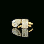 4CT Lab Grown Diamond Toi et Moi Ring: 14K Gold Radiant & Pear Cut