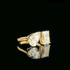 4CT Lab Grown Diamond Toi et Moi Ring: 14K Gold Radiant & Pear Cut