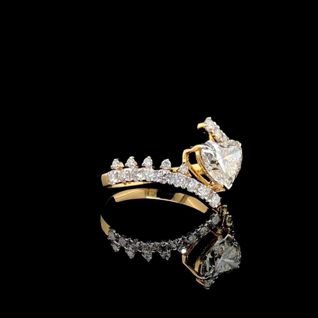 Heart Cut Lab Grown Diamond Ring: 14K Gold Bypass Shank, IGI Certified