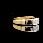Emerald Cut 2CT Lab Grown Diamond Mens Ring: 14K Gold Bezel Set