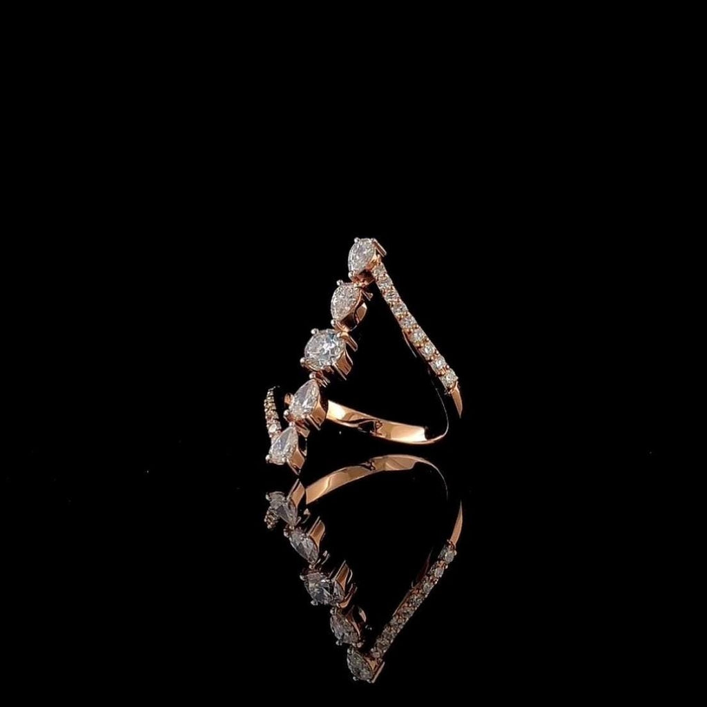 14K Gold Lab Grown Diamond Statement Ring: 25MM Spiral Design
