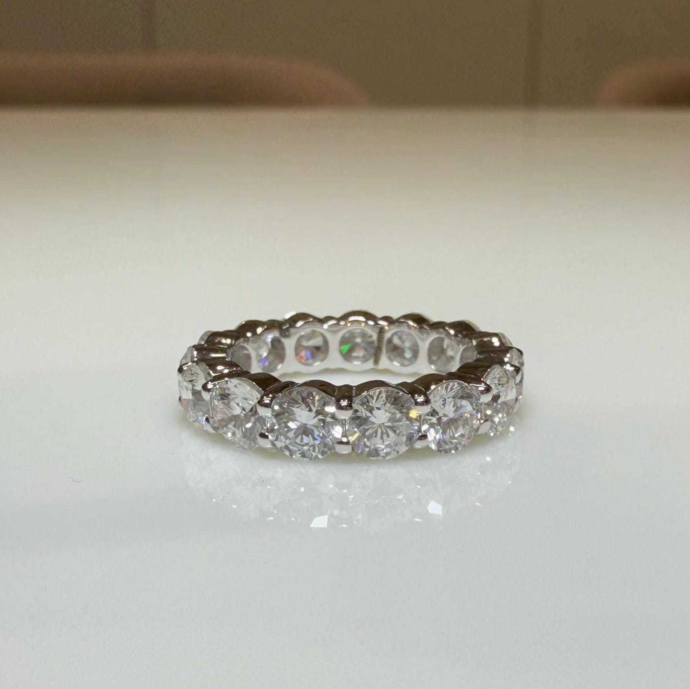 4CT Lab Grown Diamond Eternity Band: Round Cut Wedding Ring