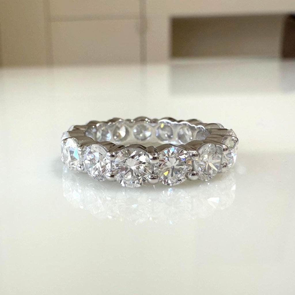 4CT Lab Grown Diamond Eternity Band: Round Cut Wedding Ring