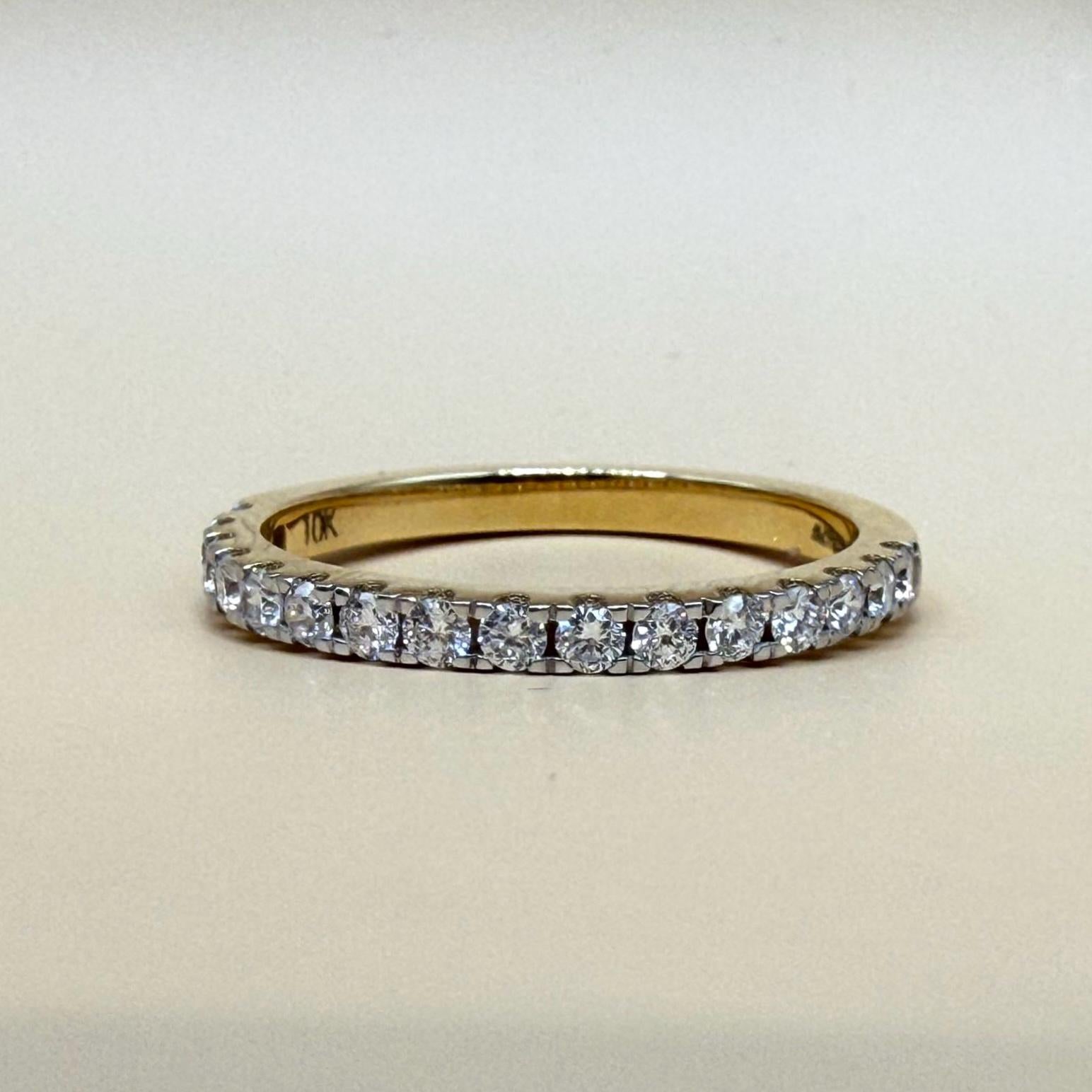 Lab Grown Diamond 14K Gold Wedding Band | Half Eternity Stacking Ring