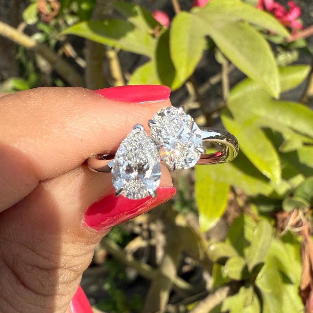 14K Gold Toi et Moi Ring | Pear & Oval Lab Grown Diamond Engagement Ring