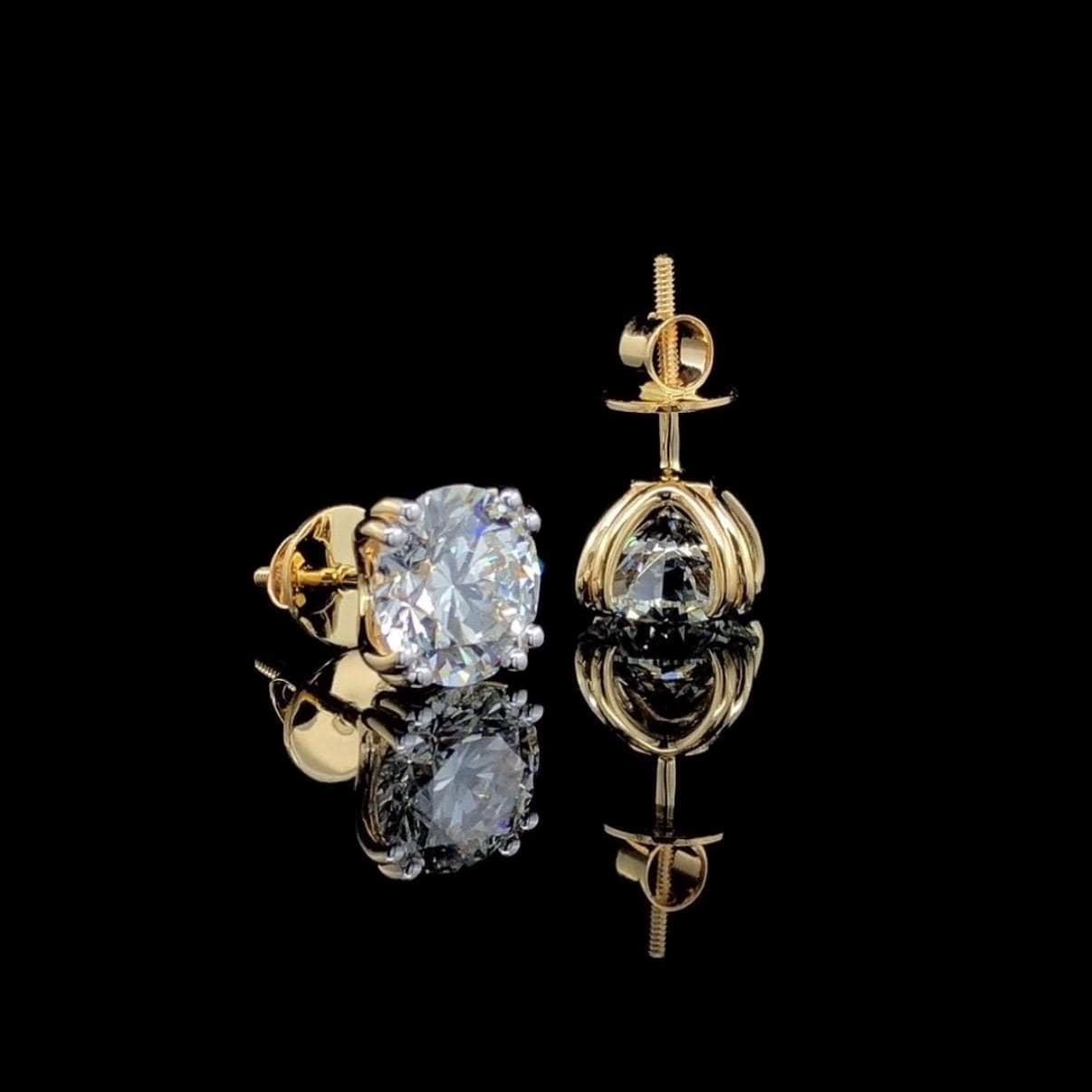 IGI Certified Lab Grown Diamond Stud Earrings | 14K Gold Solitaire