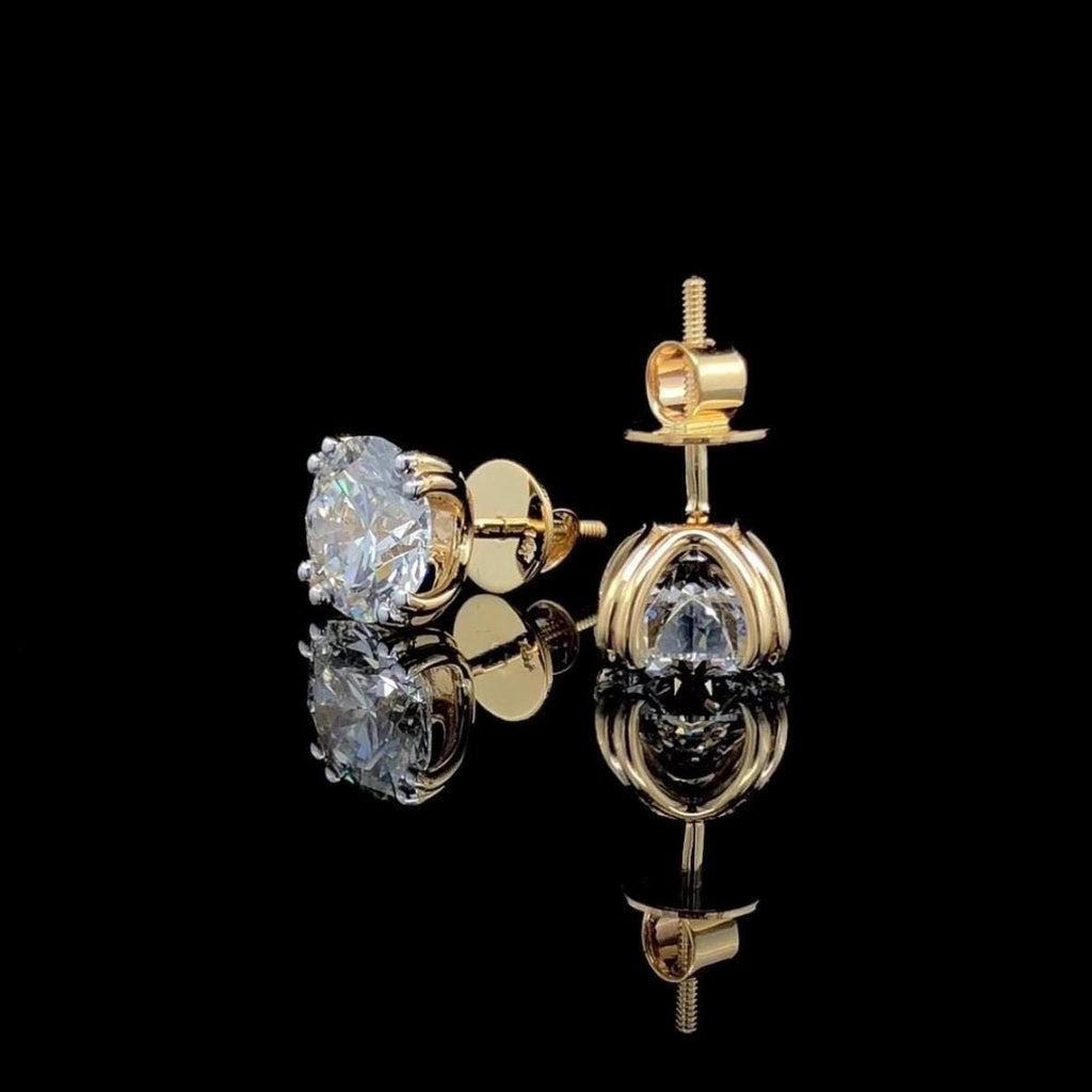 IGI Certified Lab Grown Diamond Stud Earrings | 14K Gold Solitaire