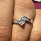 Marquise Lab Grown Diamond Engagement Ring | 14K Gold Bypass Shank