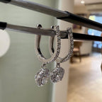 14K Gold Lab Grown Diamond Huggie Earrings: Floral Drop Dangle