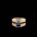 Emerald Cut 2CT Lab Grown Diamond Mens Ring: 14K Gold Bezel Set