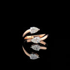 14k Gold Toi et Moi Ring: Pear Cut Lab Grown Diamond Engagement Ring