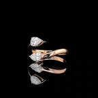 14k Gold Toi et Moi Ring: Pear Cut Lab Grown Diamond Engagement Ring